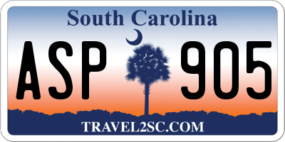 SC license plate ASP905