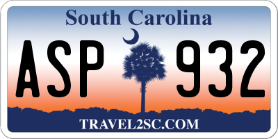 SC license plate ASP932