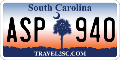 SC license plate ASP940