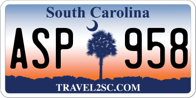 SC license plate ASP958