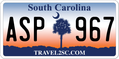SC license plate ASP967