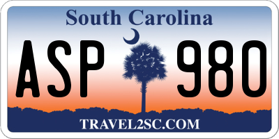 SC license plate ASP980