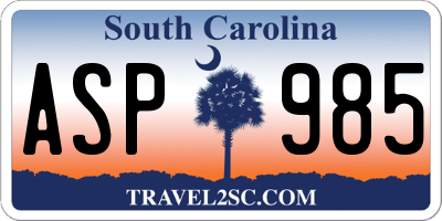 SC license plate ASP985