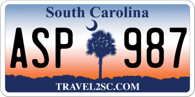 SC license plate ASP987