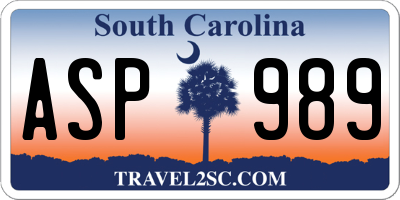 SC license plate ASP989
