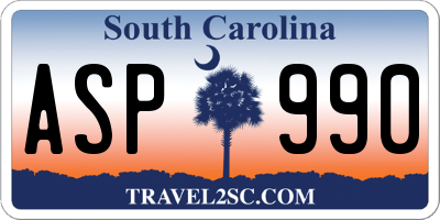 SC license plate ASP990