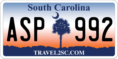 SC license plate ASP992