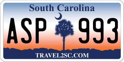 SC license plate ASP993