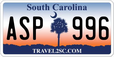 SC license plate ASP996