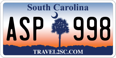 SC license plate ASP998