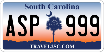 SC license plate ASP999