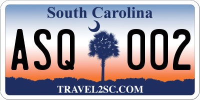 SC license plate ASQ002
