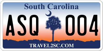 SC license plate ASQ004