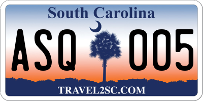 SC license plate ASQ005