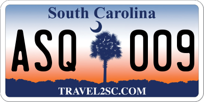 SC license plate ASQ009