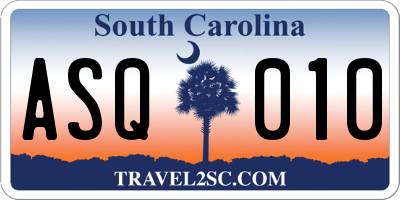 SC license plate ASQ010