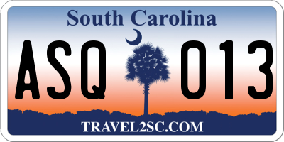 SC license plate ASQ013