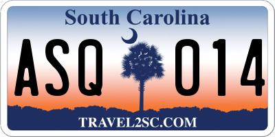 SC license plate ASQ014