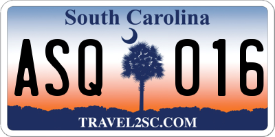 SC license plate ASQ016