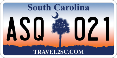 SC license plate ASQ021