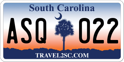SC license plate ASQ022