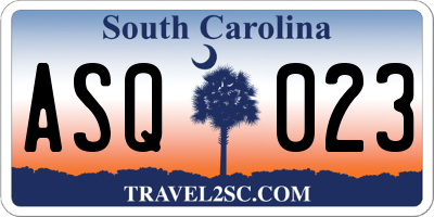 SC license plate ASQ023
