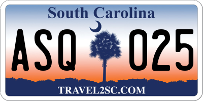 SC license plate ASQ025