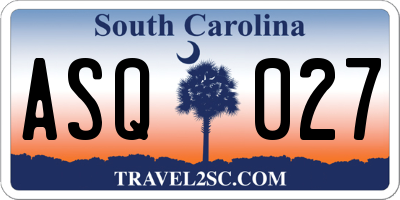 SC license plate ASQ027