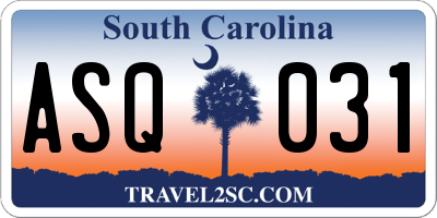 SC license plate ASQ031