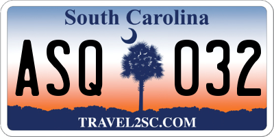 SC license plate ASQ032