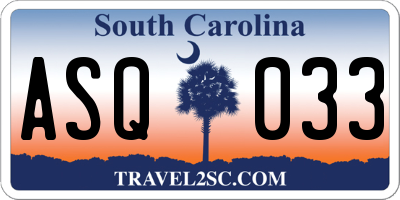 SC license plate ASQ033