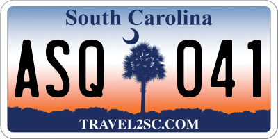 SC license plate ASQ041