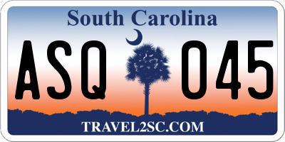 SC license plate ASQ045