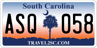 SC license plate ASQ058