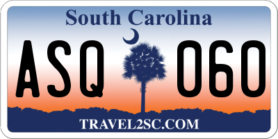 SC license plate ASQ060