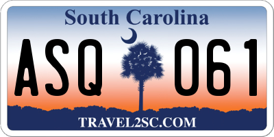 SC license plate ASQ061