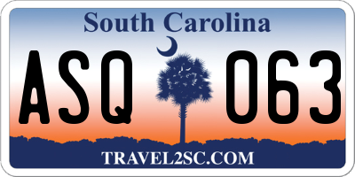SC license plate ASQ063