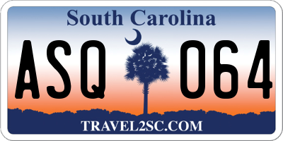SC license plate ASQ064