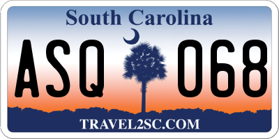 SC license plate ASQ068
