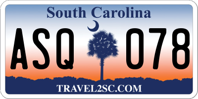 SC license plate ASQ078