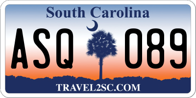 SC license plate ASQ089