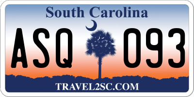 SC license plate ASQ093