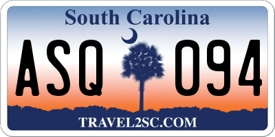 SC license plate ASQ094