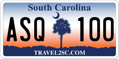 SC license plate ASQ100