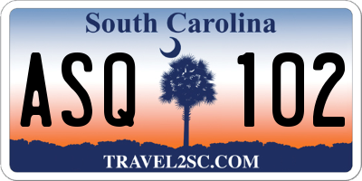 SC license plate ASQ102