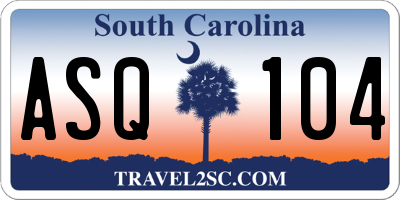 SC license plate ASQ104