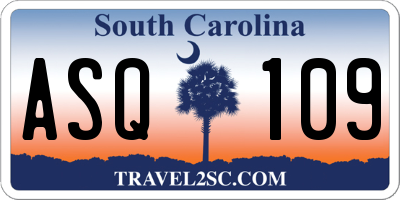 SC license plate ASQ109
