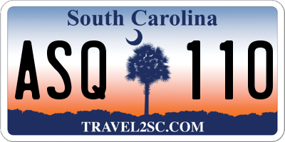 SC license plate ASQ110