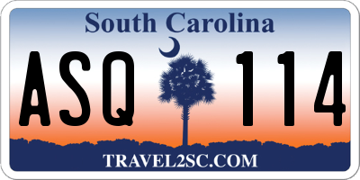 SC license plate ASQ114