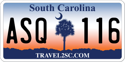 SC license plate ASQ116
